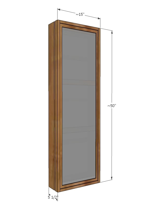 sliding mirror cabinet dimensions