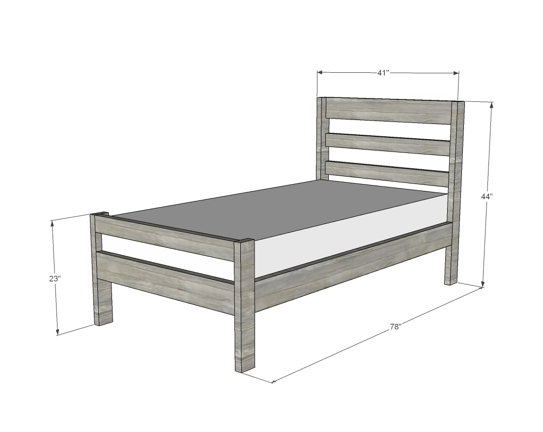 dimensions diagram for twin bed frame