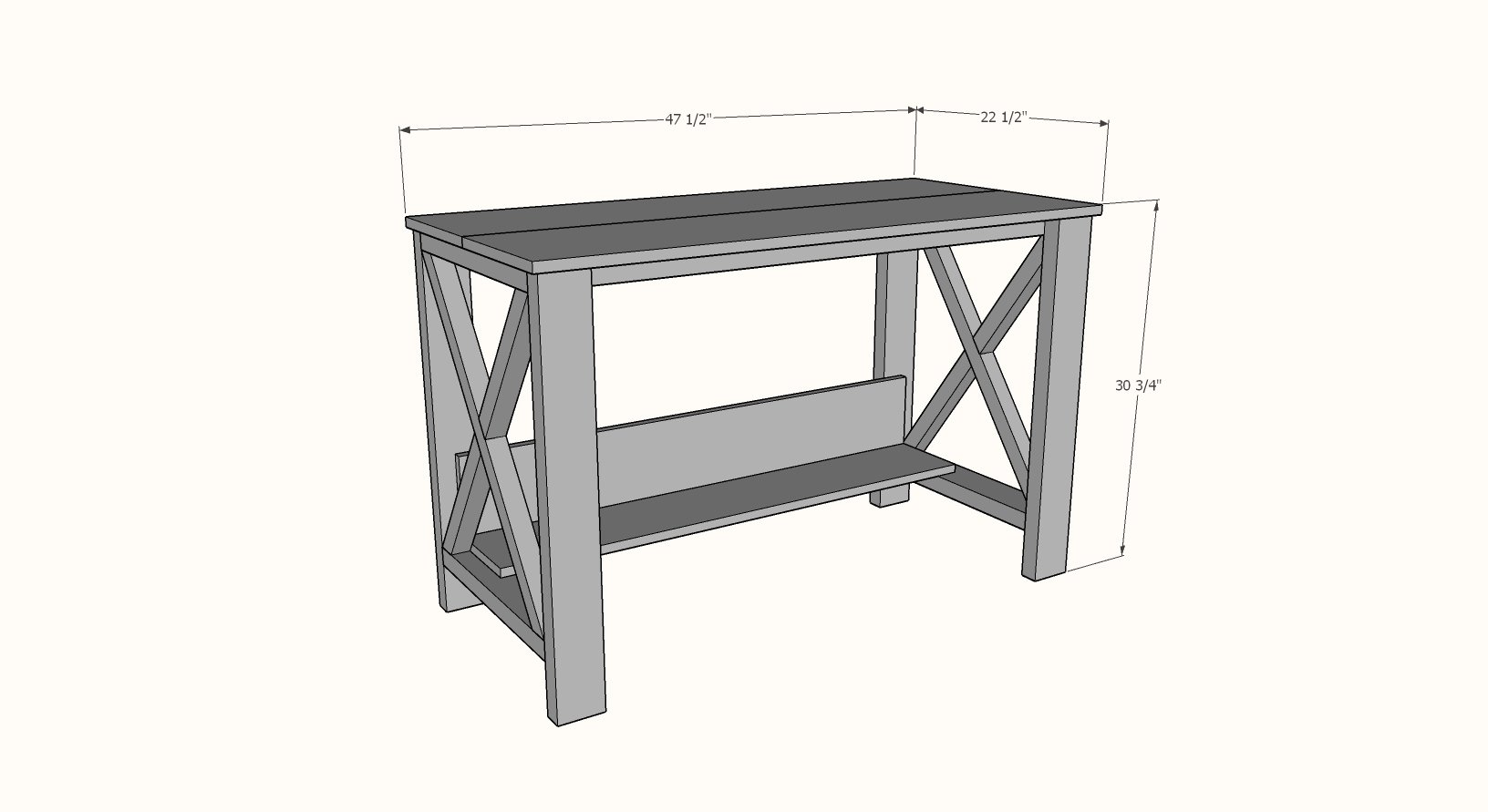 farmhouse desk plans dimensions