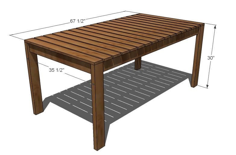dinette table dimensions