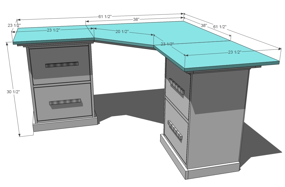 corner desk top dimensions