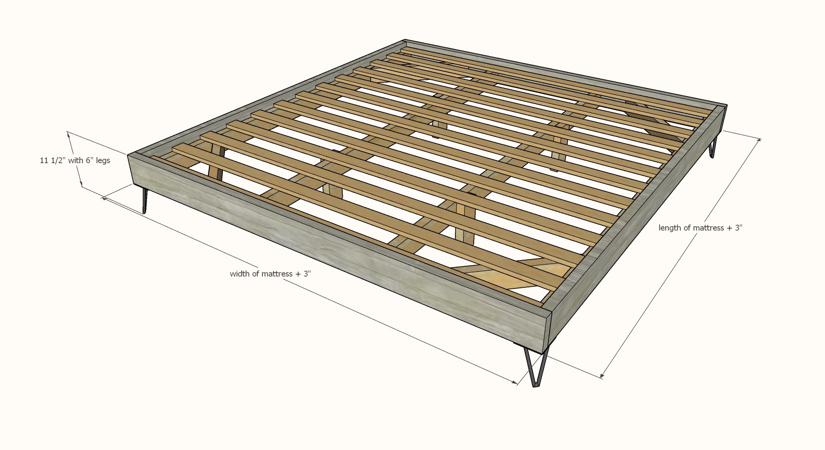 modern platform bed frame dimensions