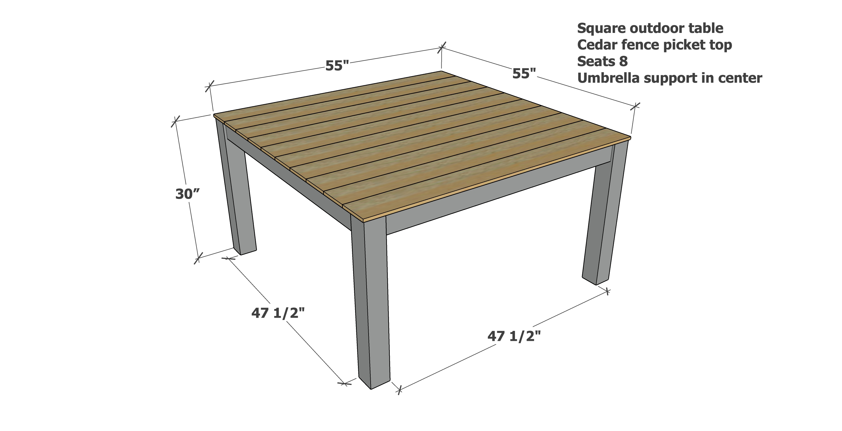 square outdoor table seats 8 dimensions