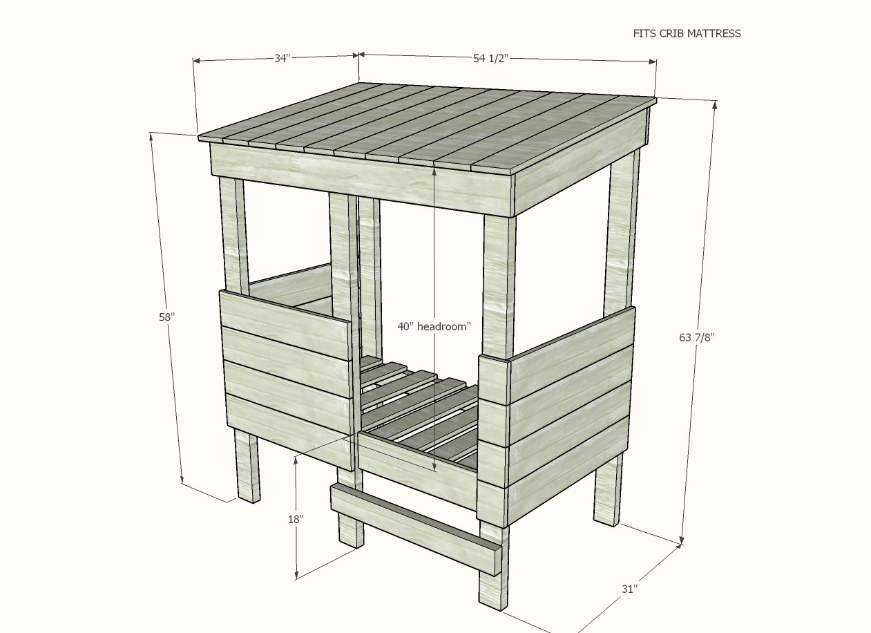 toddler playhouse bed plans dimensions