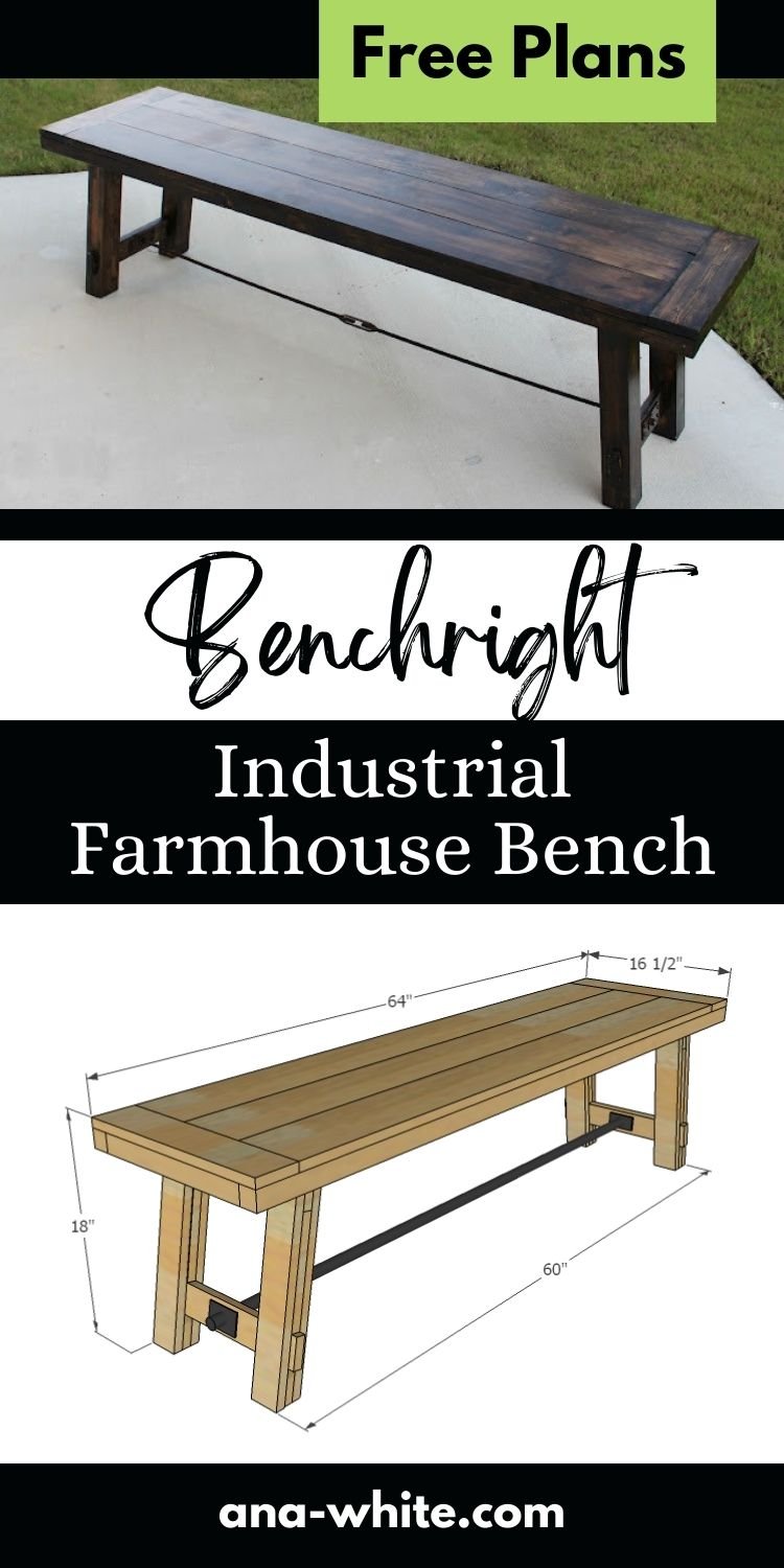 Benchright Industrial Farmhouse Bench