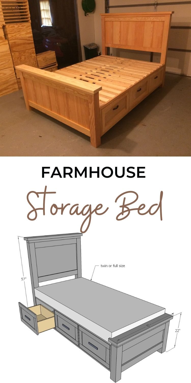 Farmhouse Storage Bed with Drawers (Twin and Full)