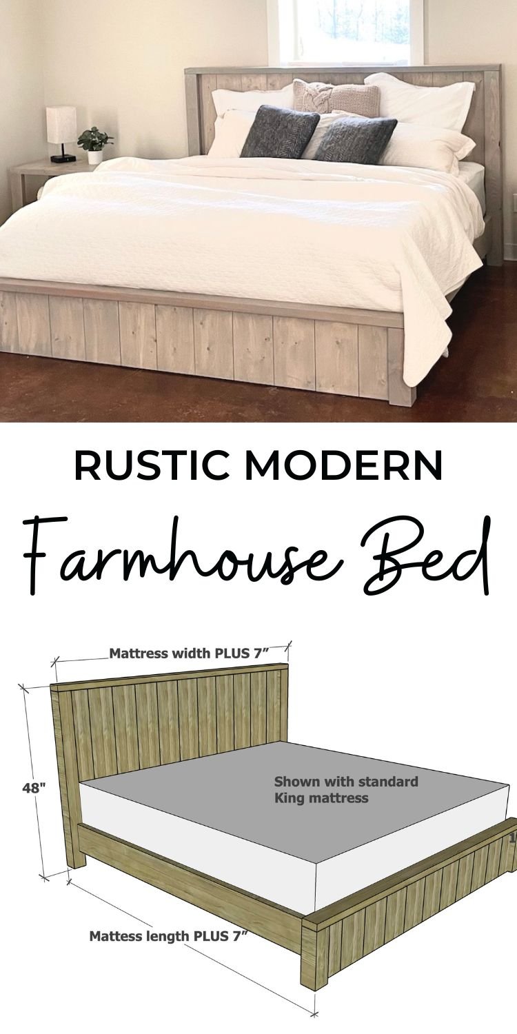 Rustic Modern Farmhouse Bed (All Mattress Sizes)