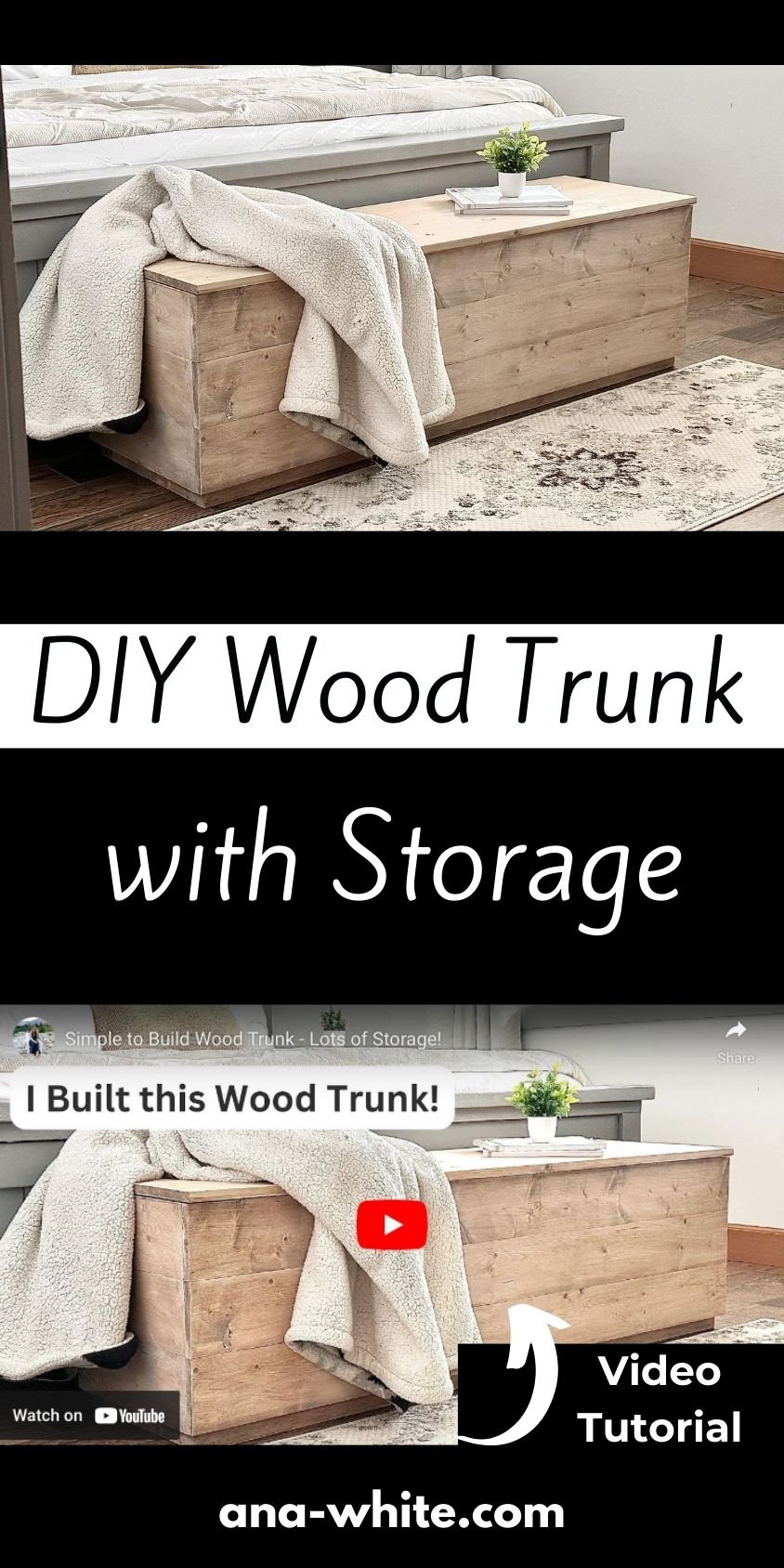 DIY Wood Trunk with Storage - Free Woodworking Plan