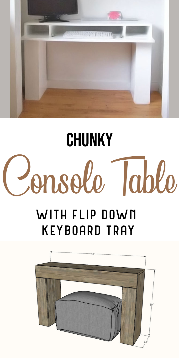 console table with flip down keyboard tray