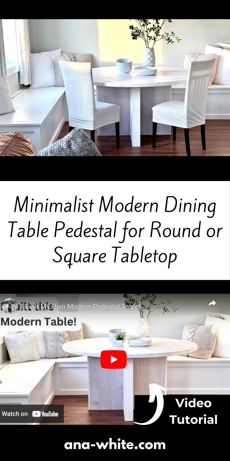 Minimalist Modern Dining Table Pedestal for Round or Square Tabletop