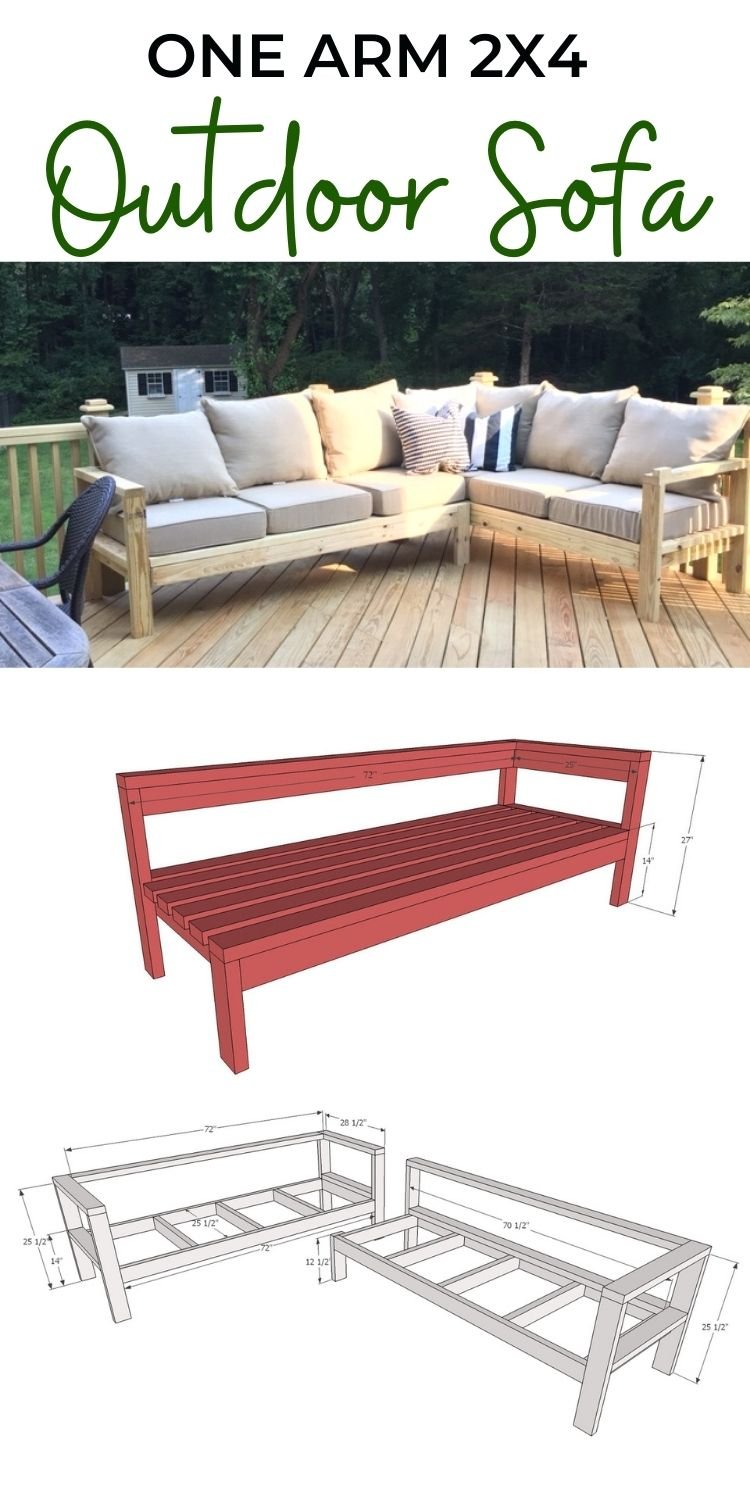 One Arm Sectional Outdoor Sofa 
