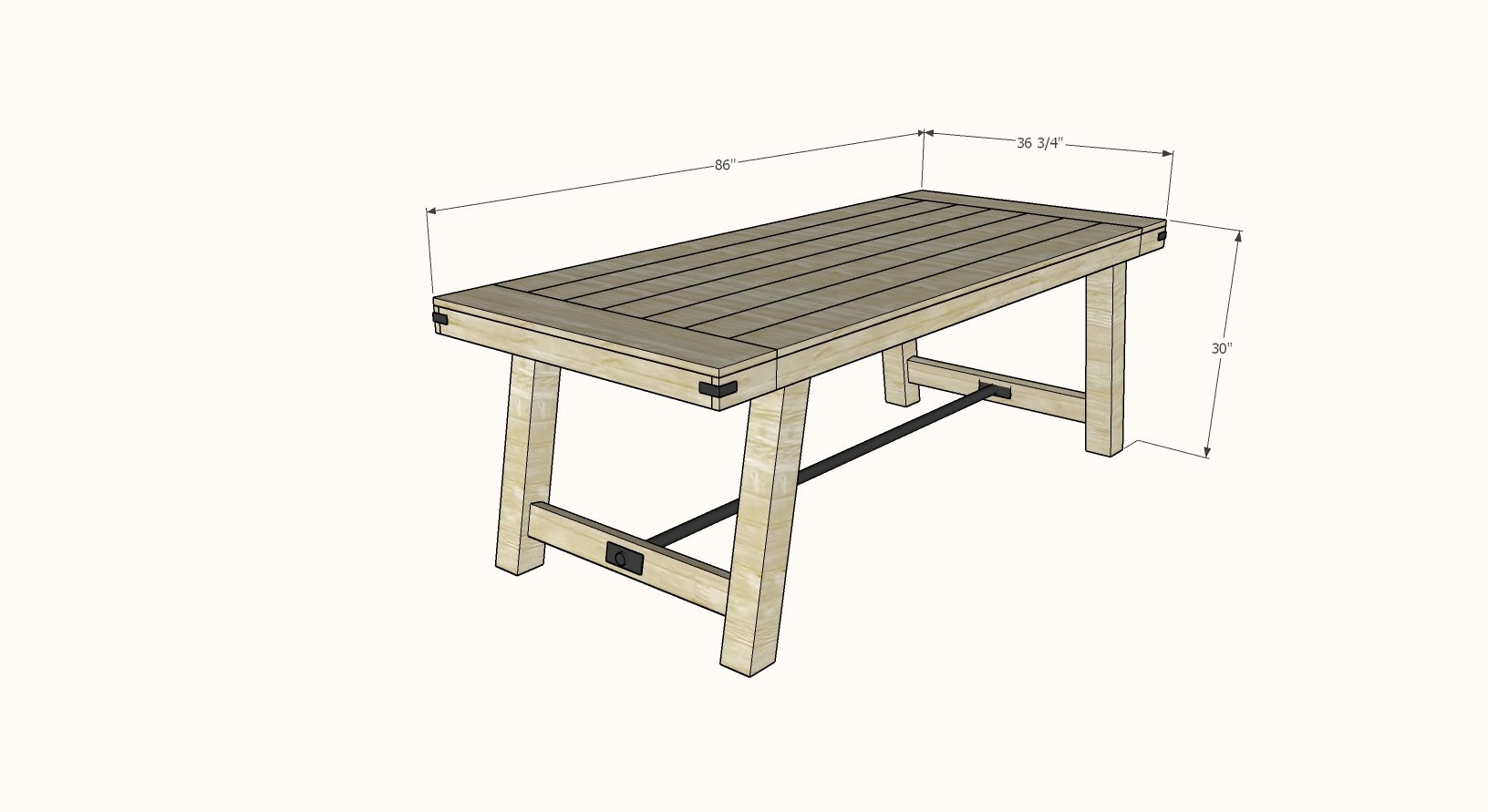 4x4 leg benchwright table