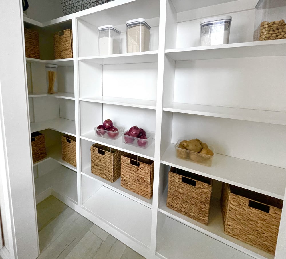 built in pantry with corner