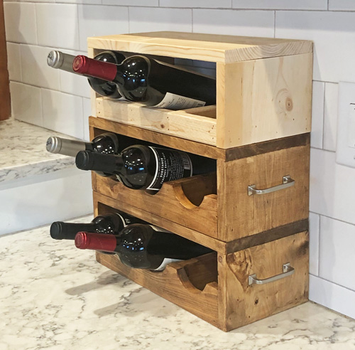 wood wine holder stacked up