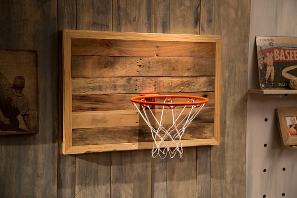 Reclaimed Pallet Wood Basketball Hoop | White