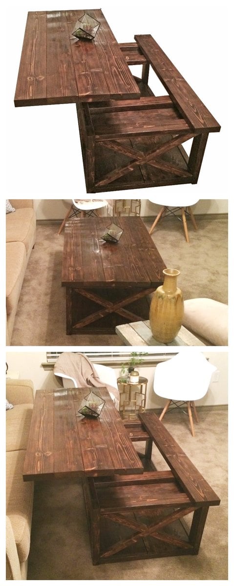 accessories myself Loosen DIY Lift Top Coffee Table - Rustic X Style | Ana White