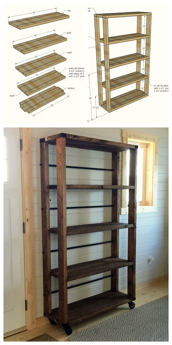 Ana White | Reclaimed Wood Rolling Shelf - DIY Projects