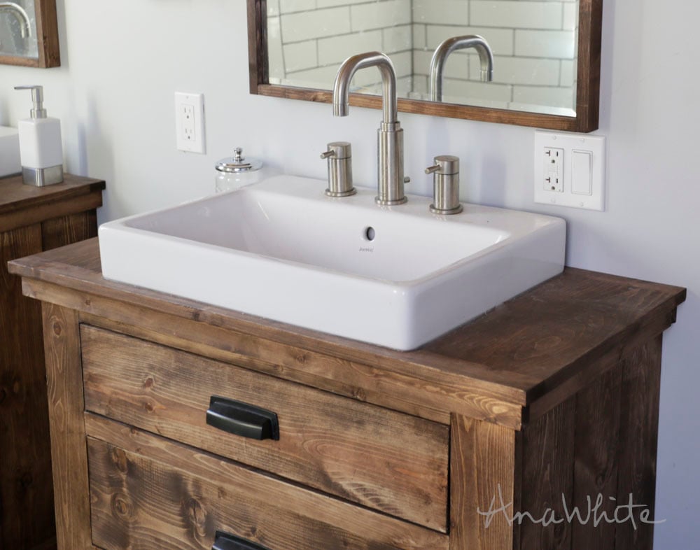 Rustic Bathroom Vanities Ana White, Bathroom Vanity With Farmhouse Sink