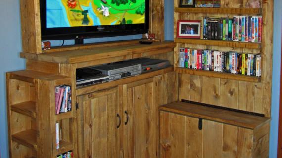Rustic Entertainment Center with Toy Storage