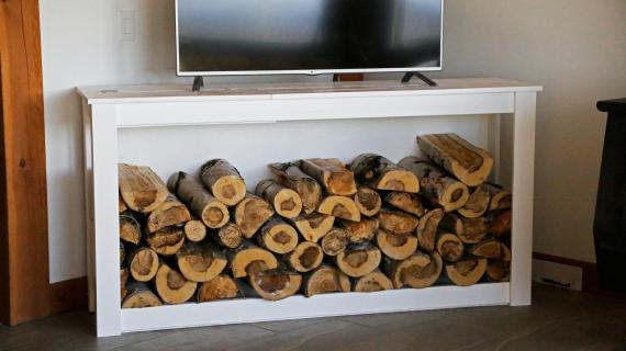 firewood holder console table