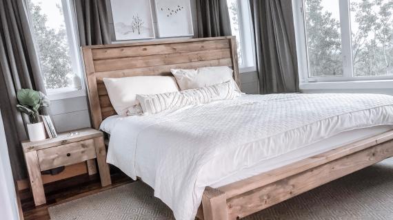 modern farmhouse wood bed frame