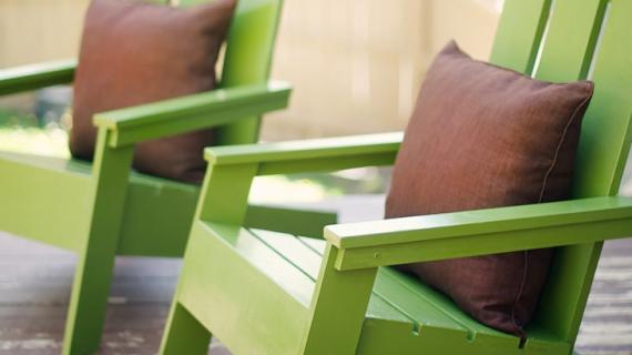 modern adirondack chairs painted green