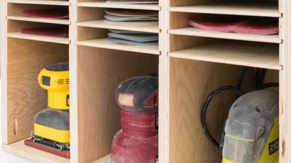 sander and sandpaper storage from The Handyman's Daughter