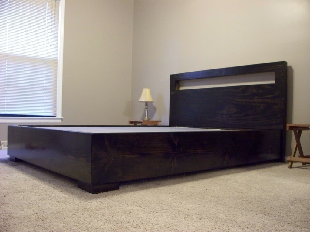 modern platform bed with cutout