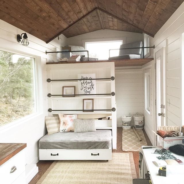  Tiny  House  Loft  with Bedroom Guest  Bed Storage and 