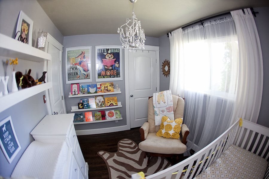 white shelves for nursery