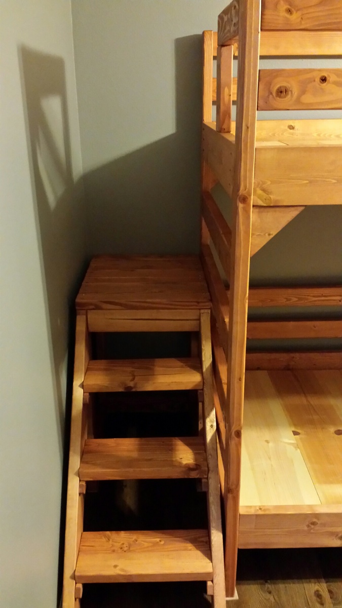 Modified Camp Loft Bed with Stairs into Bunk Beds | Ana White