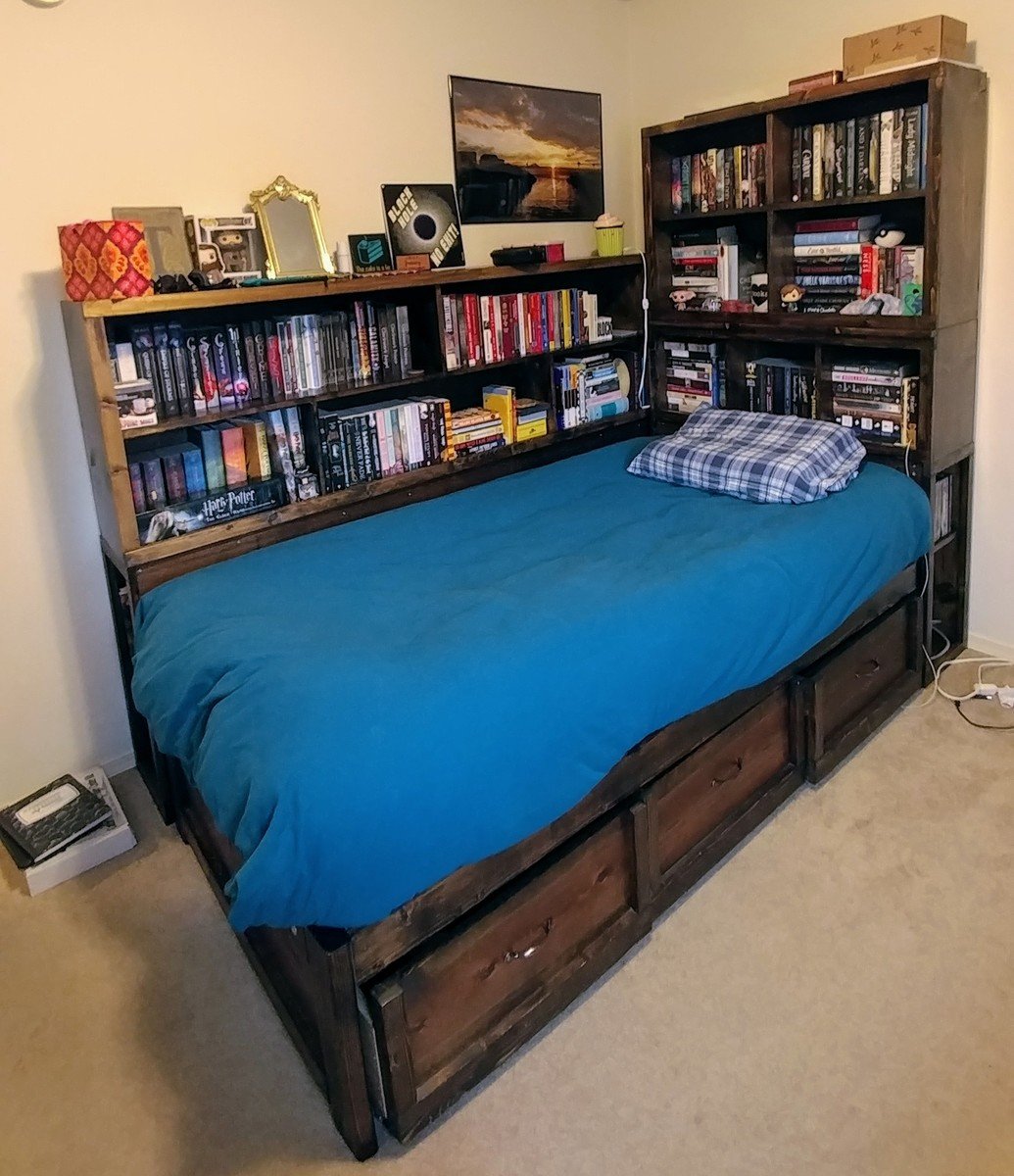 Storage Daybed With Bookshelf Surround, Daybed With Shelves And Storage