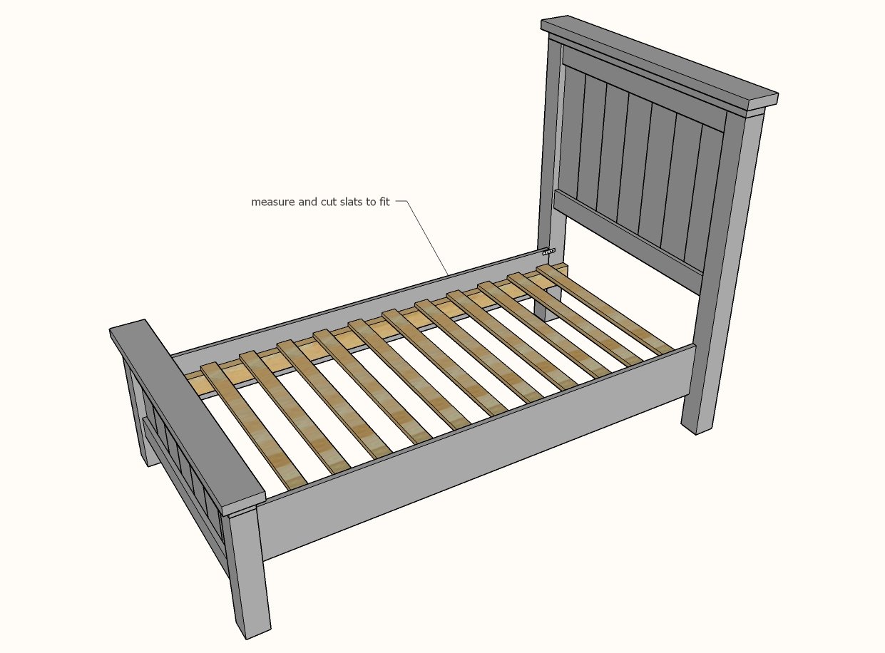 Farmhouse Bed Twin Size Ana White, Twin Bed Woodworking Plans