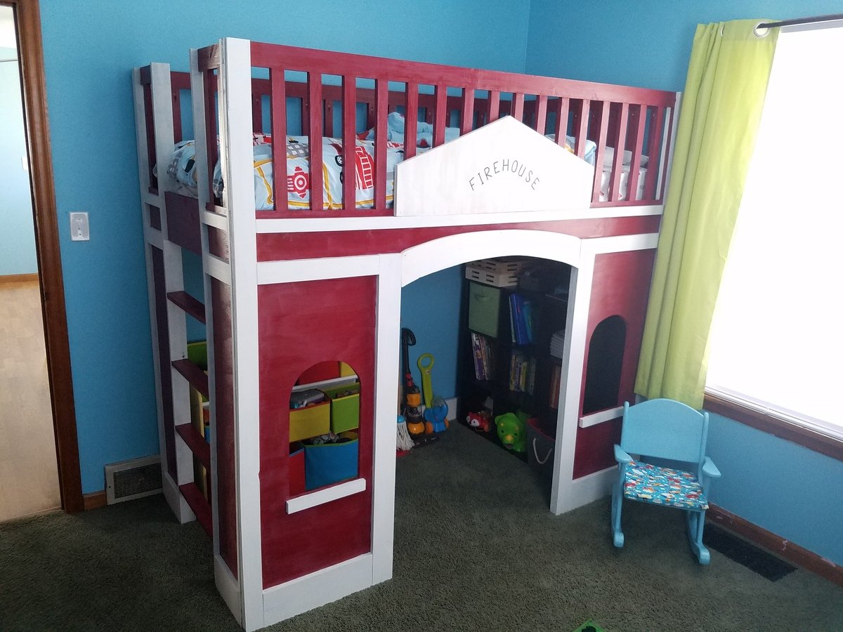 Fire Station Loft Bed Ana White, Fire Station Bunk Bed