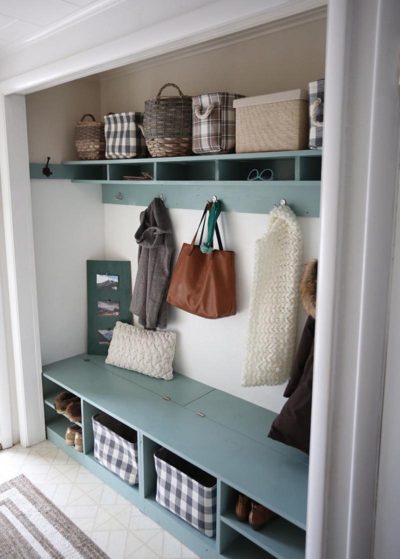 closet mudroom bench with hinge up boot storage
