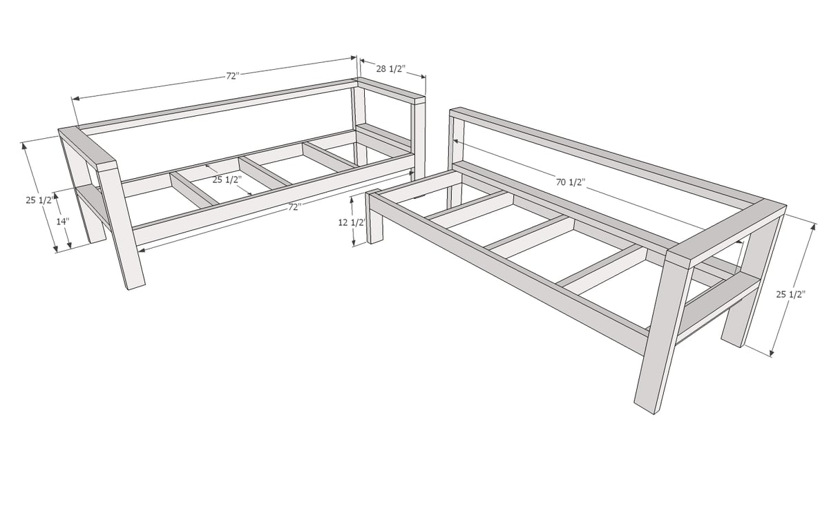 One Arm 2x4 Outdoor Sofa Sectional Piece Ana White