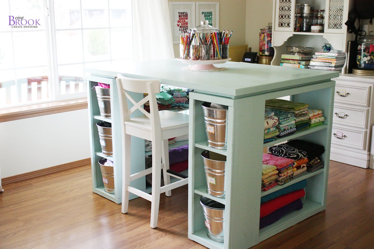 Modern Craft Table Aqua Ana White