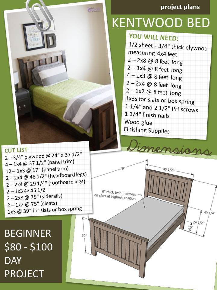 Kentwood Bed Ana White, How To Cut Bed Frame Legs