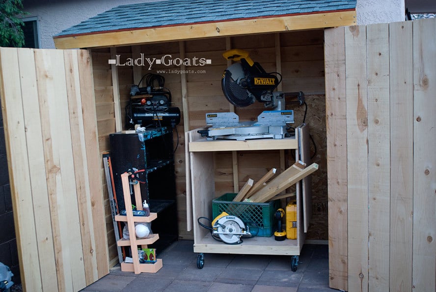 Storing a miter shop saw