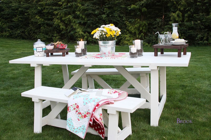 farm table outdoor painted white