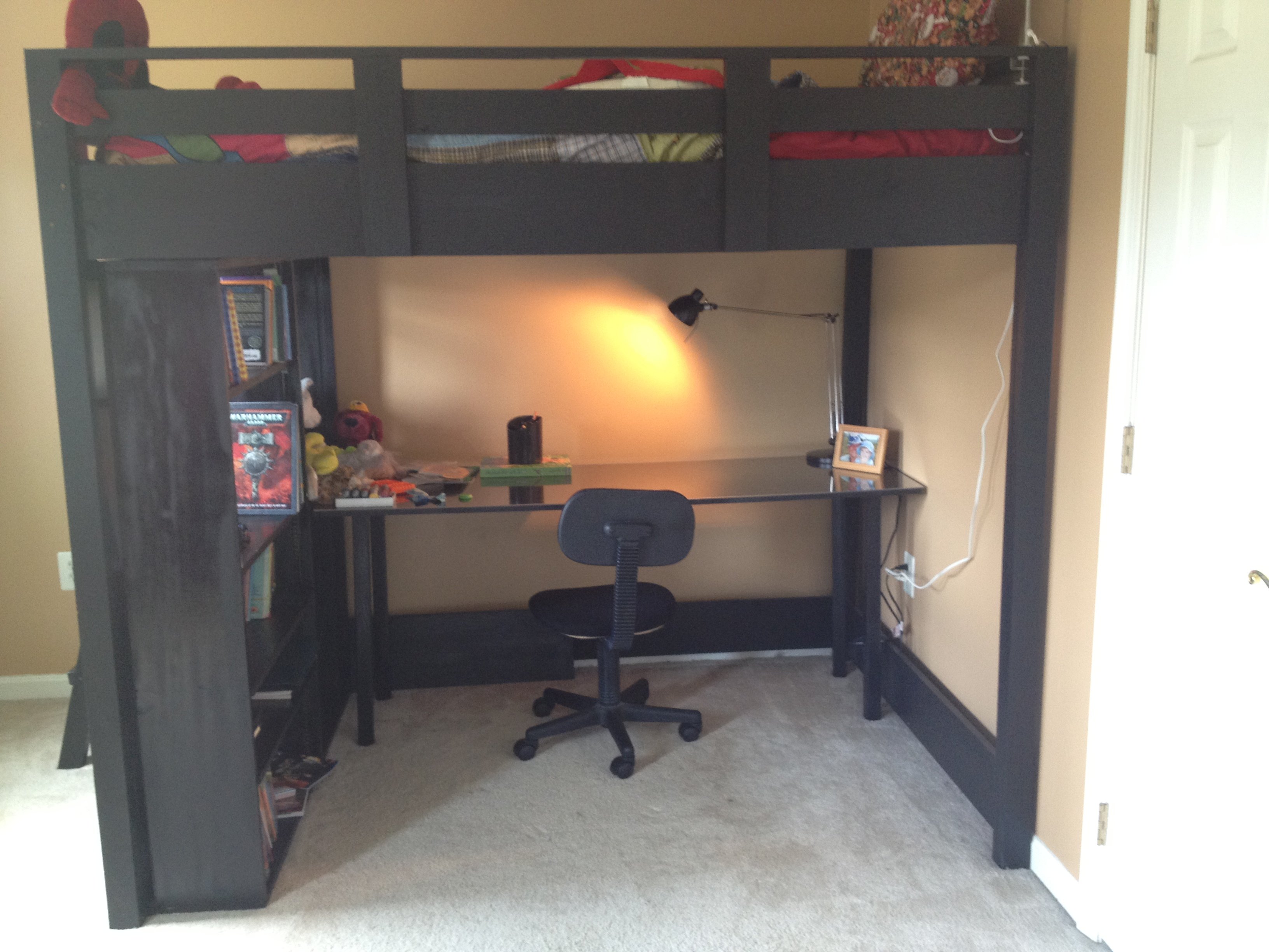 full size loft bed with desk underneath