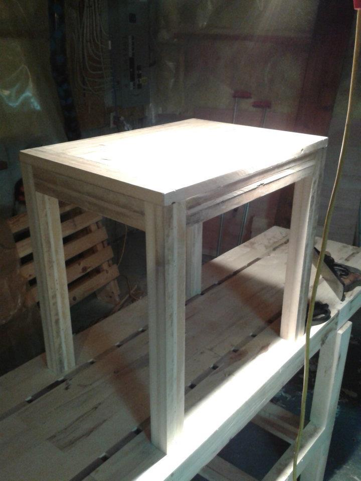 Tryed Side Table With Reclaimed Bowling Alley Wood Ana White