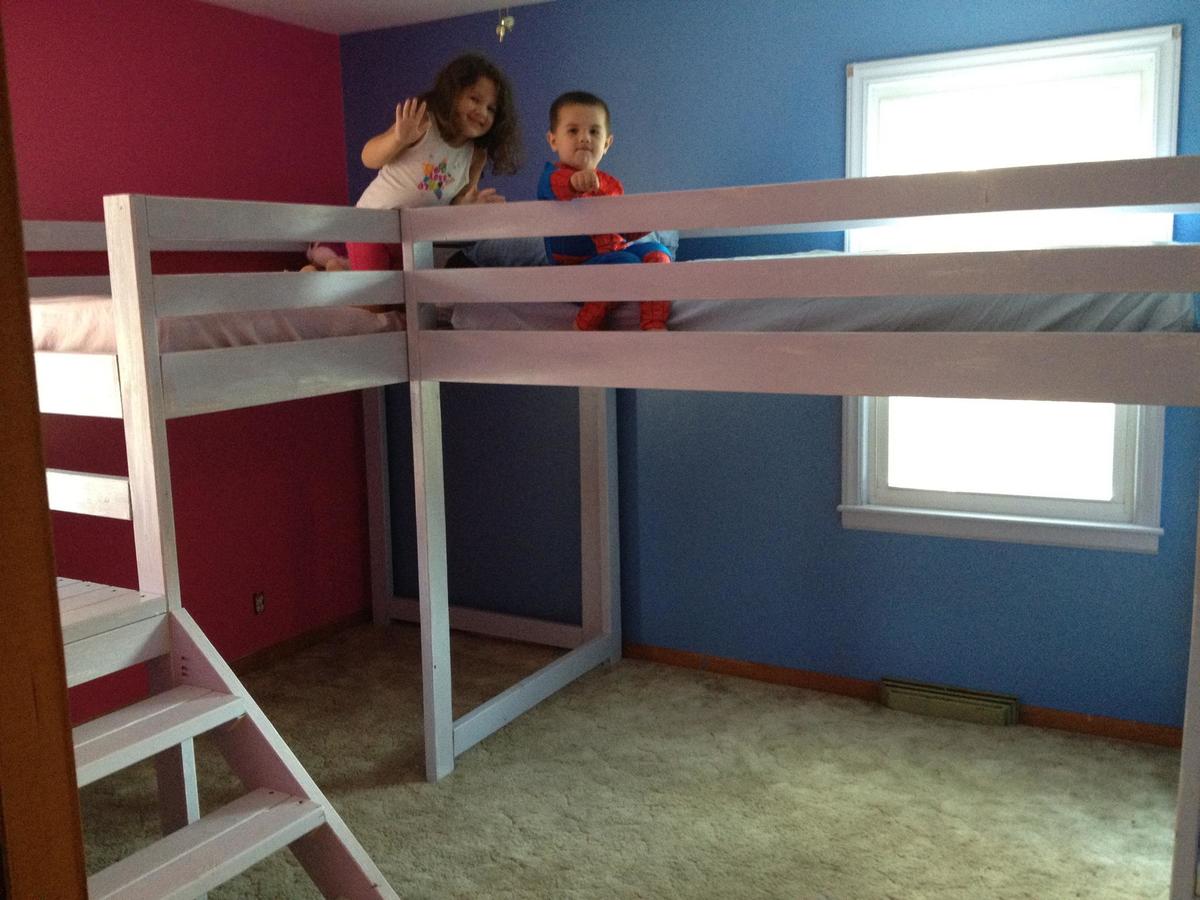 Twin loft beds with platform Ana White