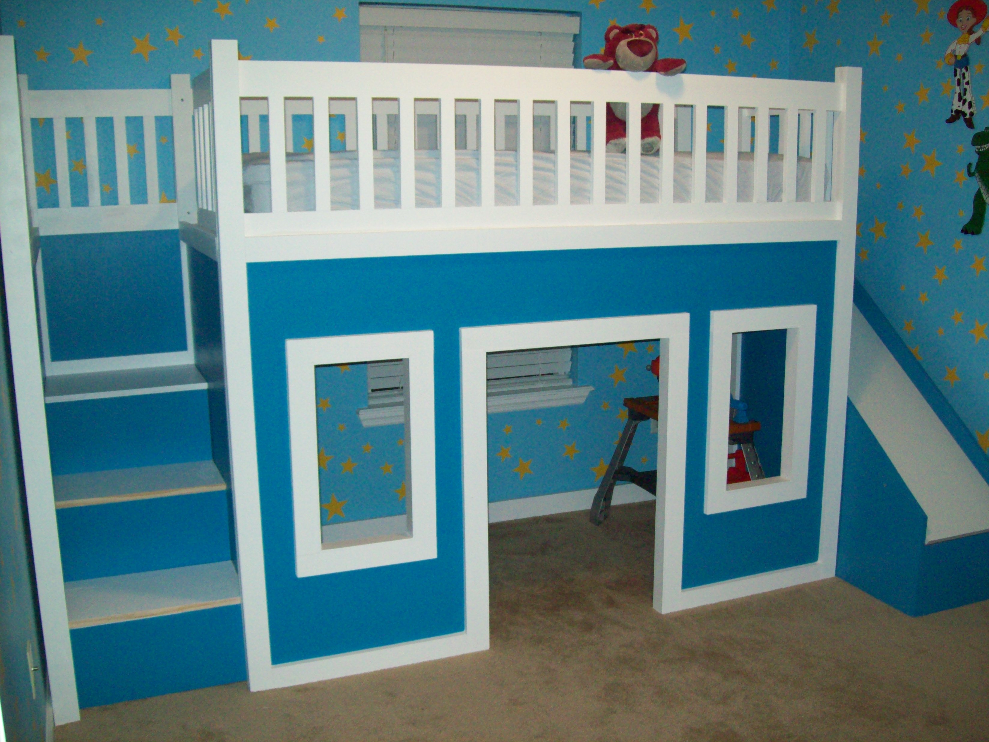 Playhouse Loft Bed With Stairs And, How To Build A Slide For Loft Bed