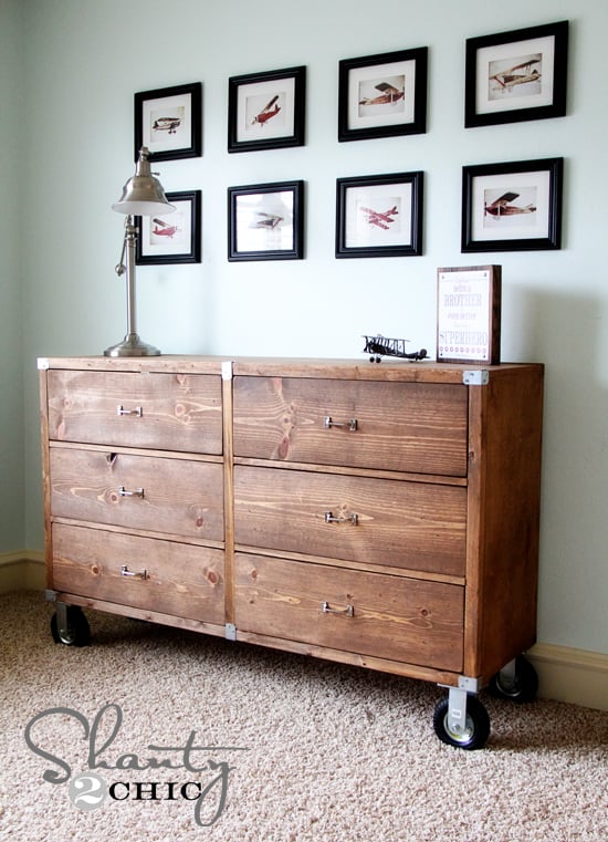 Rolling Rustic Wood Dresser Ana White