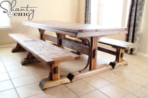 triple pedestal farmhouse bench plans