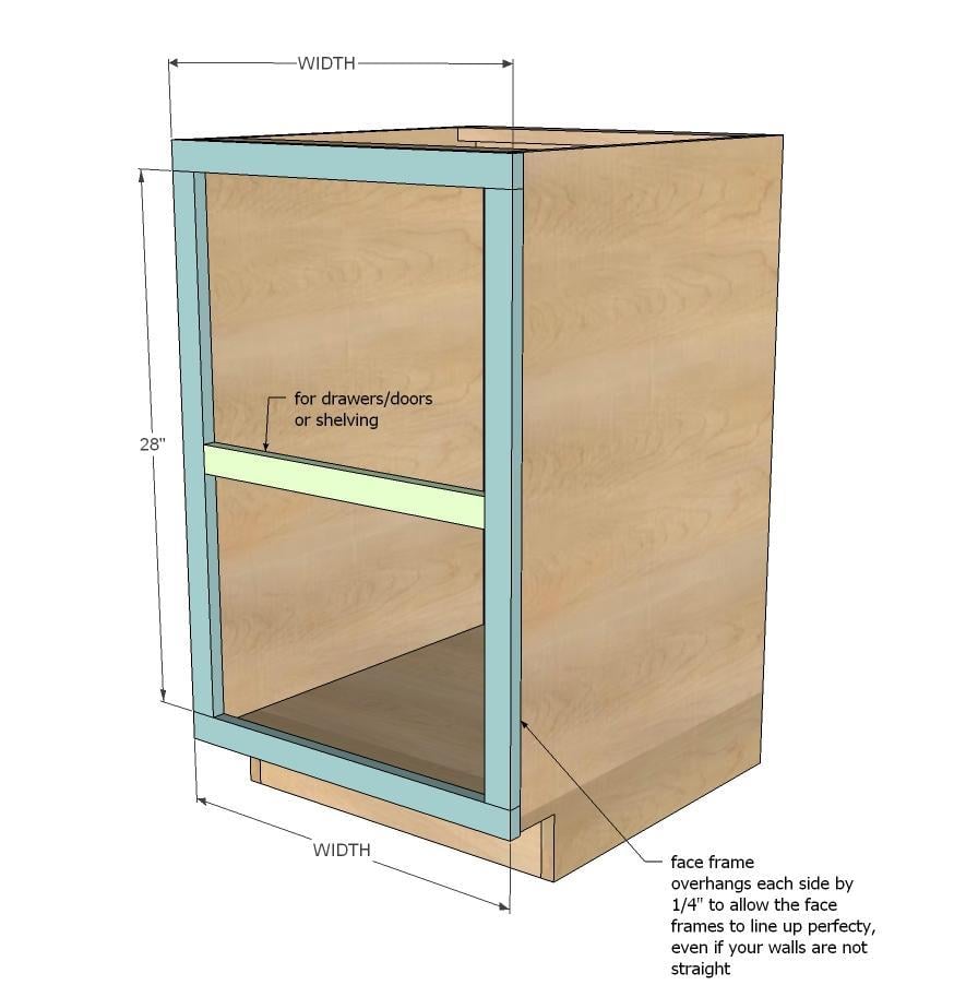 Face Frame Base Kitchen Cabinet Carcass, How To Build Kitchen Cabinet Face Frame