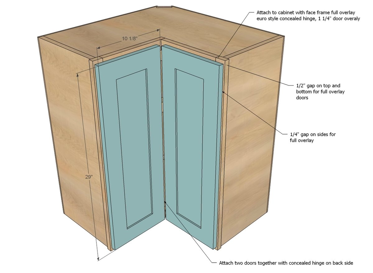 Wall Corner Pie Cut Kitchen Cabinet Ana White