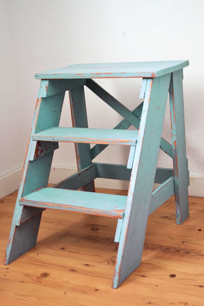 Vintage X Back Step Stool End Table