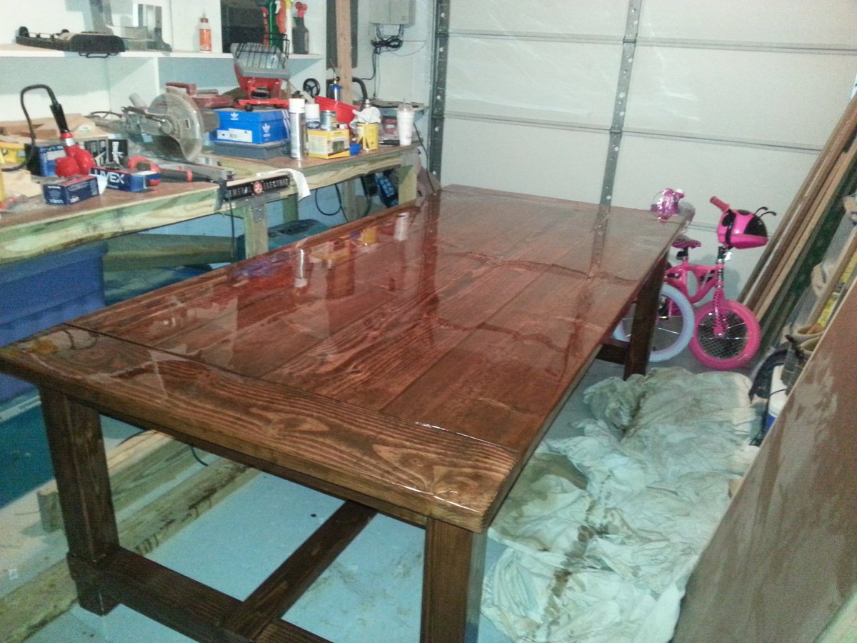 Farmhouse table with epoxy finish Ana White